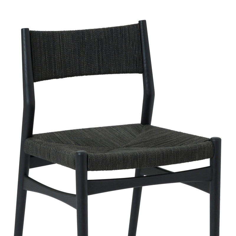 Pasadena Erie 7 Piece Oval Dining Set in Black Oak Finish with Black Paper Cord Chairs - Furniture City (CA)l
