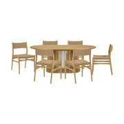 Pasadena Erie 7 Piece Oval Dining Set in Natural Oak Finish with Paper Cord Chairs - Furniture City (CA)l
