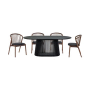Pasadena Echo 5 Piece Oval Dining Set in Black Oak Finish with Walnut Finish Chairs - Furniture City (CA)l