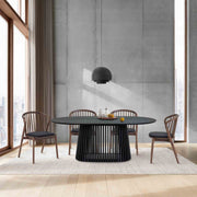 Pasadena Echo 5 Piece Oval Dining Set in Black Oak Finish with Walnut Finish Chairs - Furniture City (CA)l
