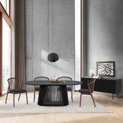 Pasadena Echo 6 Piece Oval Dining Set with Buffet in Black Oak Finish with Walnut Finish Chairs - Furniture City (CA)l