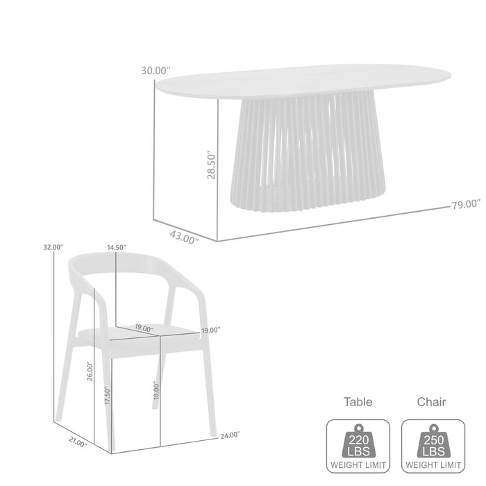 Pasadena Apache 5 Piece Oval Dining Set in Natural and Black Oak Finish with Faux Leather