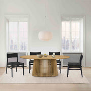 Pasadena Erie 5 Piece Oval Dining Set in Natural Oak Finish with Black Paper Cord Chairs - Furniture City (CA)l