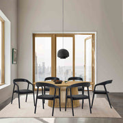 Pasadena Apache 7 Piece Oval Dining Set in Natural and Black Oak Finish with Faux Leather - Furniture City (CA)l