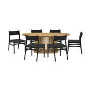 Pasadena Erie 7 Piece Oval Dining Set in Natural Oak Finish with Black Paper Cord Chairs - Furniture City (CA)l