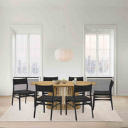 Pasadena Erie 7 Piece Oval Dining Set in Natural Oak Finish with Black Paper Cord Chairs - Furniture City (CA)l