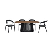 Pasadena Apache 5 Piece Oval Dining Set in Walnut and Black Oak Finish with Faux Leather - Furniture City (CA)l