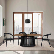 Pasadena Apache 5 Piece Oval Dining Set in Walnut and Black Oak Finish with Faux Leather - Furniture City (CA)l