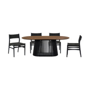 Pasadena Erie 5 Piece Oval Dining Set in Walnut and Black Finish with Paper Cord Chairs - Furniture City (CA)l