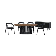 Pasadena Apache 6 Piece Oval Dining Set with Buffet in Walnut and Black Oak Finish - Furniture City (CA)l