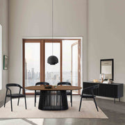 Pasadena Apache 6 Piece Oval Dining Set with Buffet in Walnut and Black Oak Finish - Furniture City (CA)l