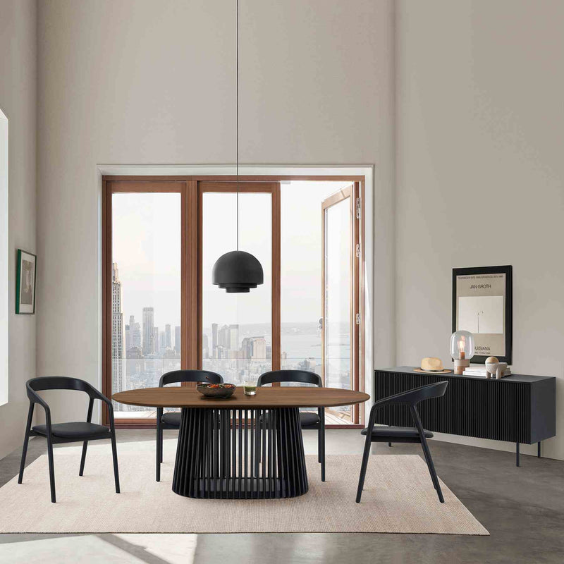 Pasadena Apache 6 Piece Oval Dining Set with Buffet in Walnut and Black Oak Finish - Furniture City (CA)l