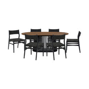Pasadena Erie 7 Piece Oval Dining Set in Walnut and Black Finish with Paper Cord Chairs - Furniture City (CA)l