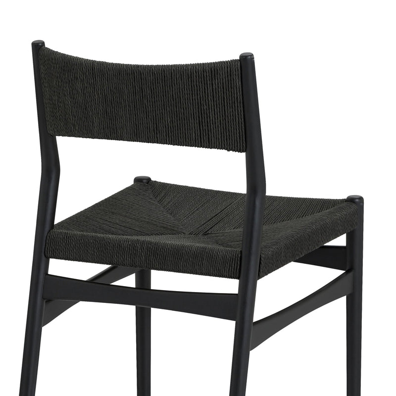 Pasadena Erie 7 Piece Oval Dining Set in Walnut and Black Finish with Paper Cord Chairs - Furniture City (CA)l