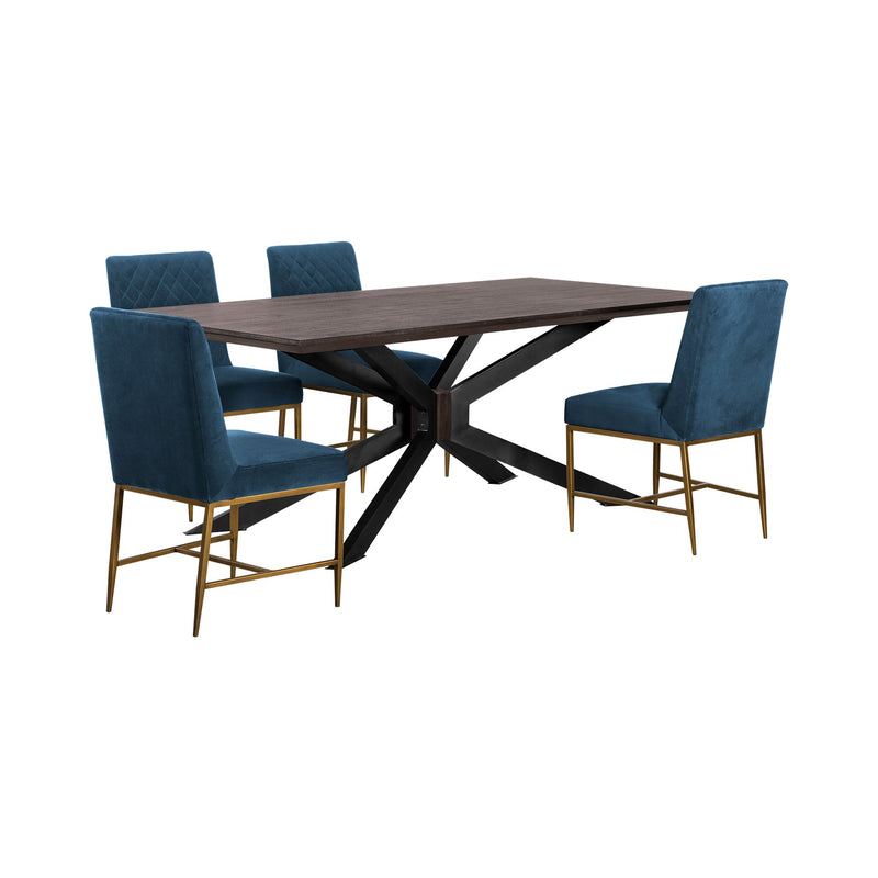 Pirate and Blue Velvet Memphis 5 Piece Modern Dining Set - Furniture City (CA)l