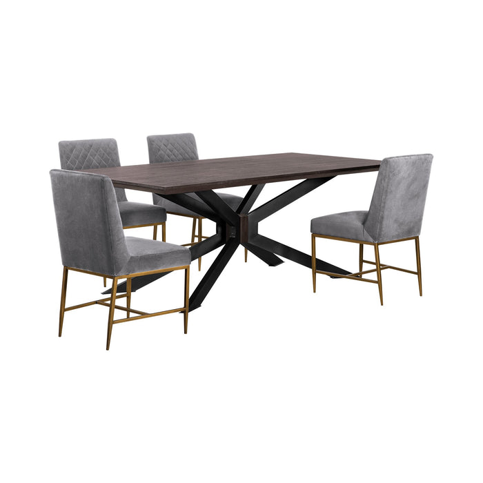 Pirate and Gray Velvet Memphis 5 Piece Modern Dining Set