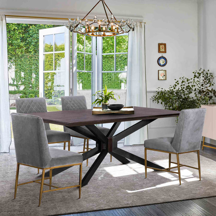 Pirate and Gray Velvet Memphis 5 Piece Modern Dining Set