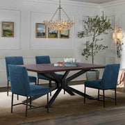 Pirate and Napoli 5 Piece Modern Dining Set in Brown Acacia Wood and Blue Fabric - Furniture City (CA)l