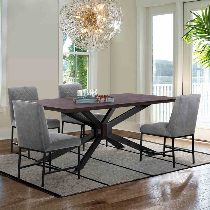 Pirate and Gray Velvet Napoli 5 Piece Modern Dining Set