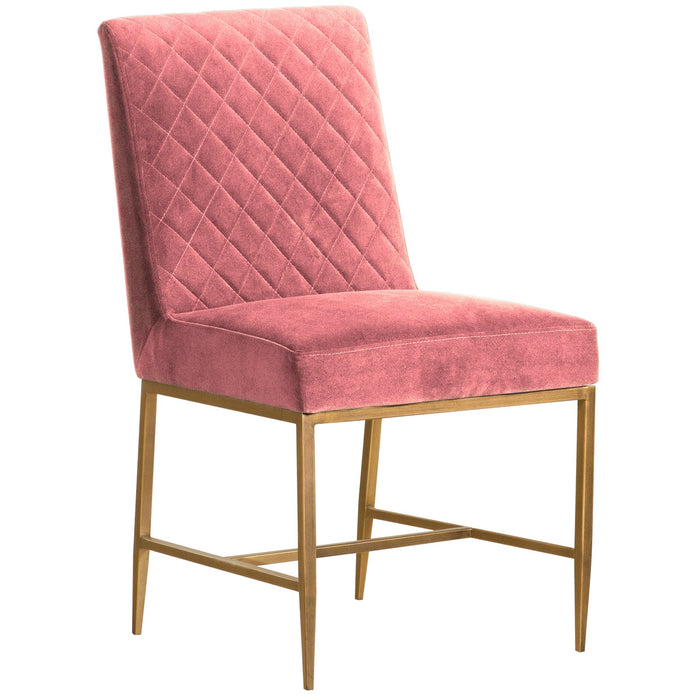 Pirate and Memphis 5 Piece Modern Dining Set in Brown Acacia Wood and Pink Velvet Fabric