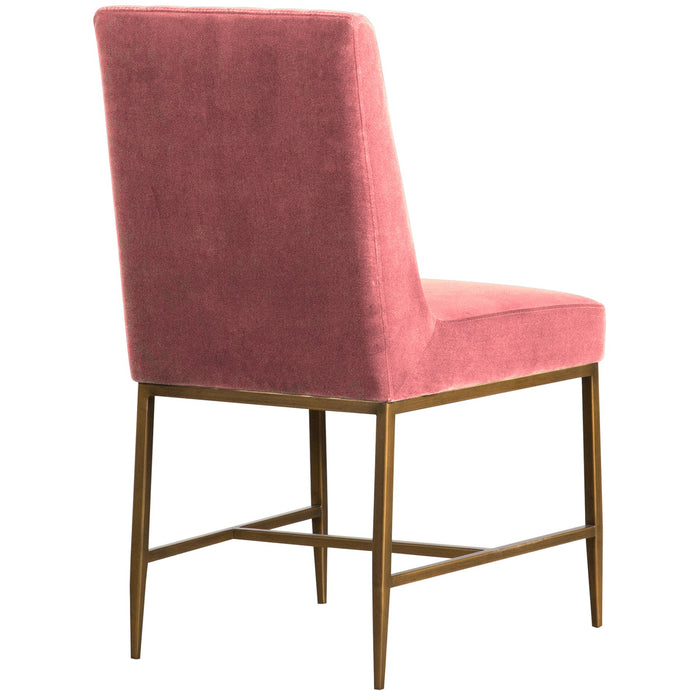 Pirate and Memphis 5 Piece Modern Dining Set in Brown Acacia Wood and Pink Velvet Fabric