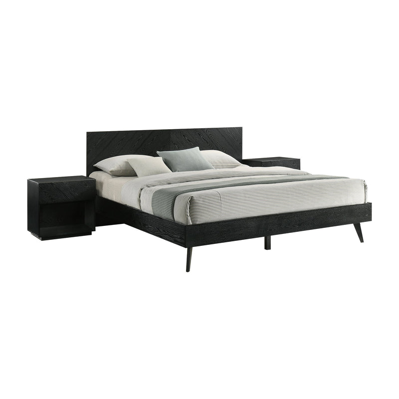 Petra King 3 Piece Wood Bedroom Set in Black Finish - Furniture City (CA)l