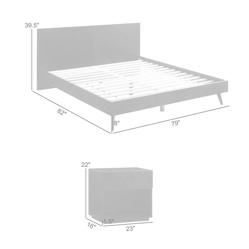 Petra King 3 Piece Wood Bedroom Set in Black Finish - Furniture City (CA)l