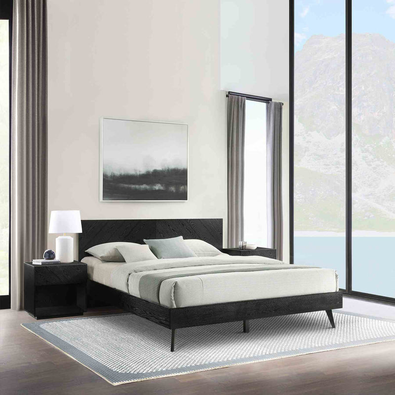 Petra King 3 Piece Wood Bedroom Set in Black Finish - Furniture City (CA)l