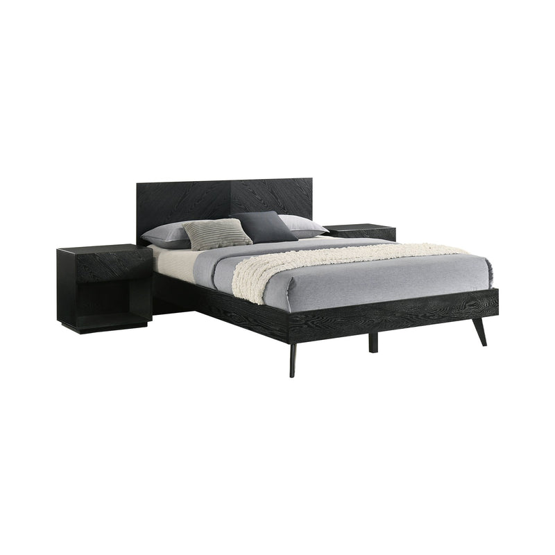 Petra Queen 3 Piece Wood Bedroom Set in Black Finish - Furniture City (CA)l