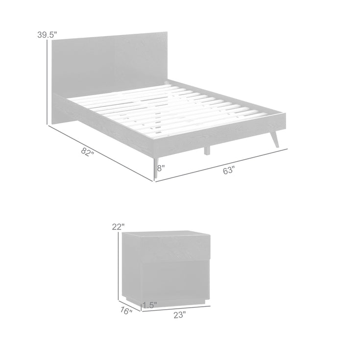 Petra Queen 3 Piece Wood Bedroom Set in Black Finish