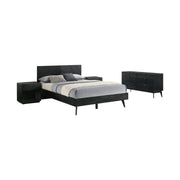 Petra Queen 4 Piece Wood Bedroom Set in Black Finish - Furniture City (CA)l