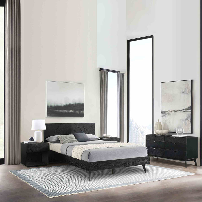 Petra Queen 4 Piece Wood Bedroom Set in Black Finish - Furniture City (CA)l