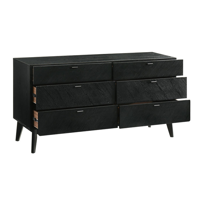 Petra Queen 4 Piece Wood Bedroom Set in Black Finish
