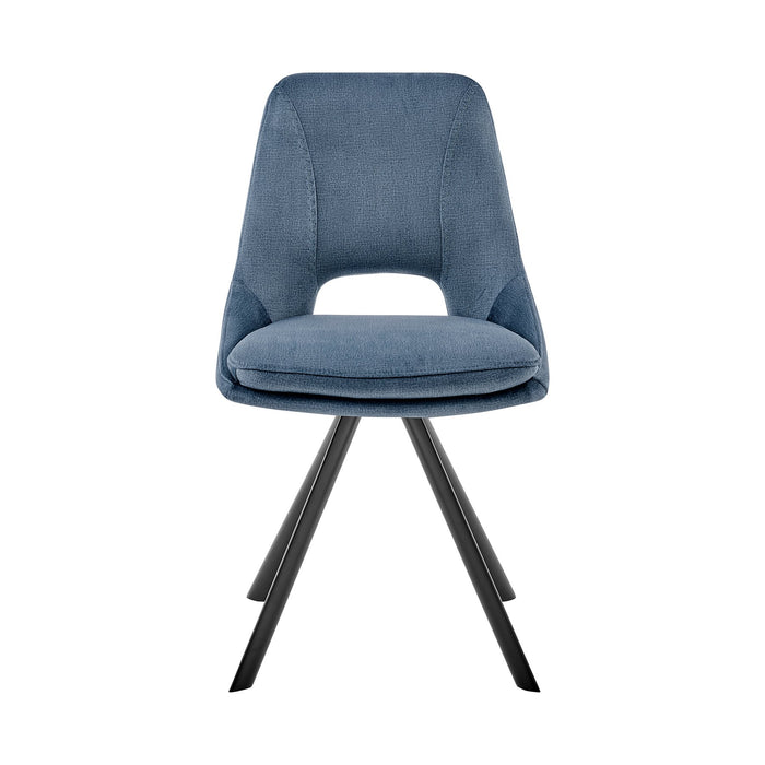 Radford and Lexi 7 Piece Modern Rectangular Dining Set in Light Gray Melamine Wood and Blue