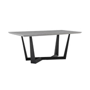 Radford and Lexi 7 Piece Modern Rectangular Dining Set in Light Gray Melamine Wood and Blue - Furniture City (CA)l