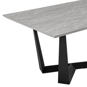 Radford and Lexi 7 Piece Modern Rectangular Dining Set in Light Gray Melamine Wood and Blue - Furniture City (CA)l