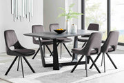 Radford and Lexi 7 Piece Modern Rectangular Dining Set in Light Gray Melamine Wood and Gray Fabric - Furniture City (CA)l