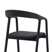 Pasadena Apache 5 Piece Round Dining Set in Black Oak Finish with Black Faux Leather - Furniture City (CA)l