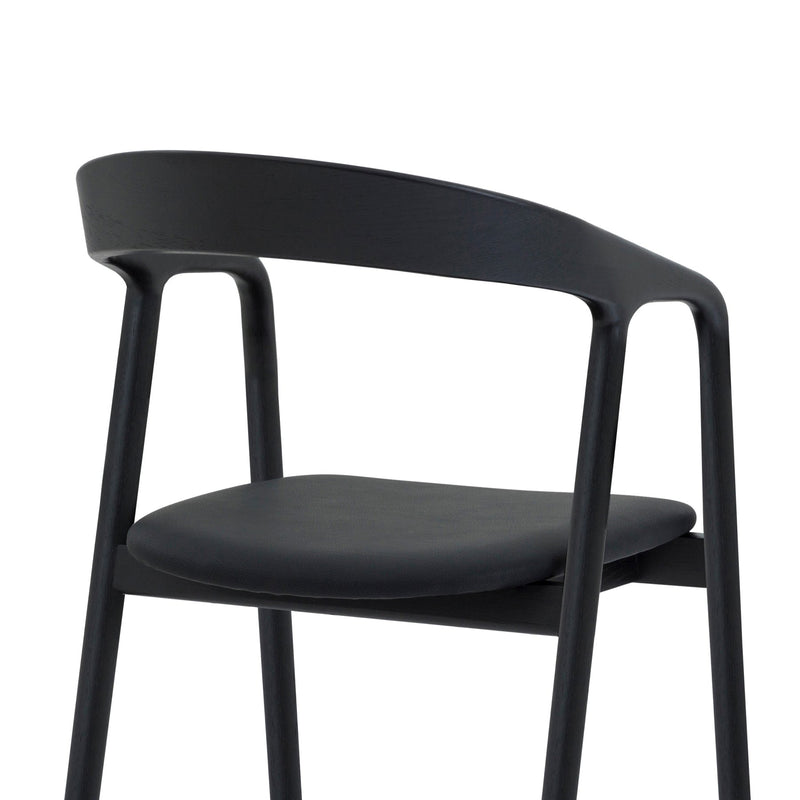 Pasadena Apache 5 Piece Round Dining Set in Black Oak Finish with Black Faux Leather - Furniture City (CA)l