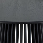 Pasadena Apache 5 Piece Round Dining Set in Black Oak Finish with Black Faux Leather - Furniture City (CA)l