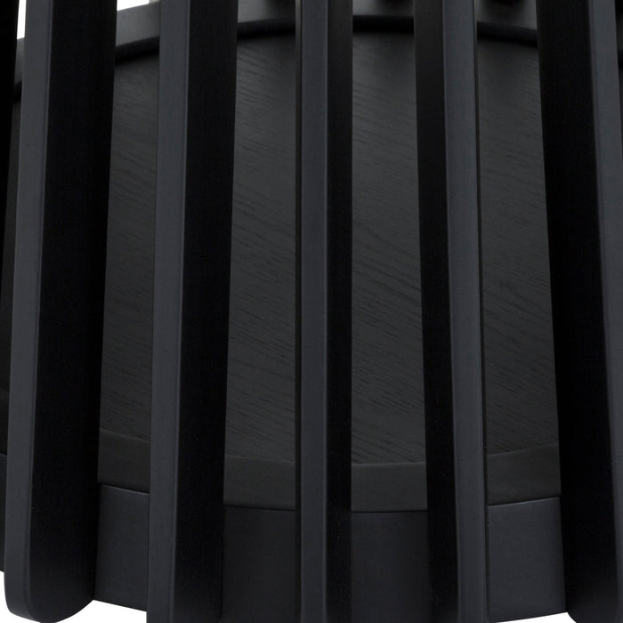 Pasadena Apache 5 Piece Round Dining Set in Black Oak Finish with Black Faux Leather