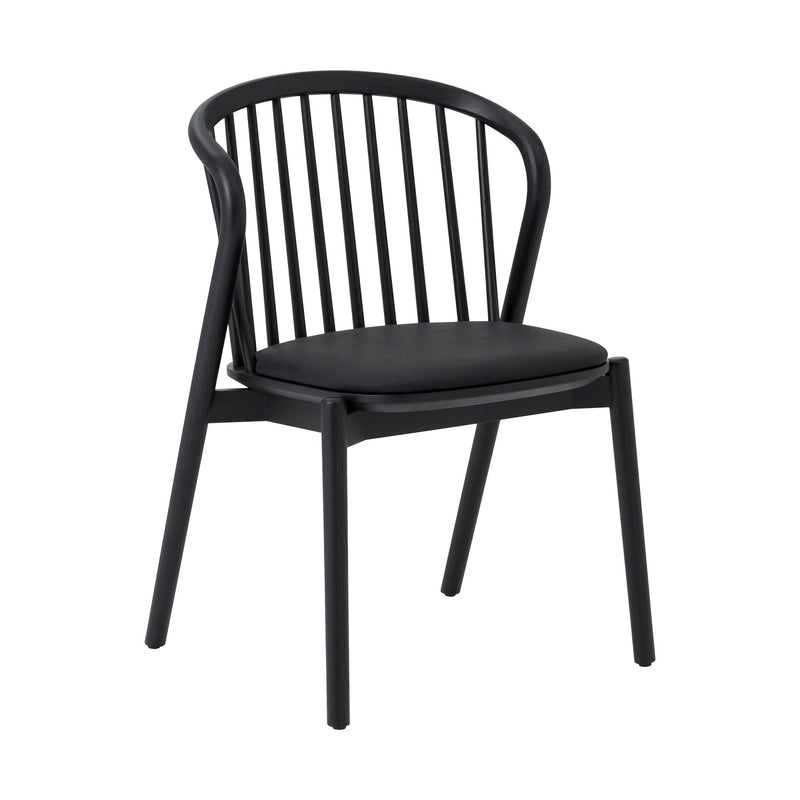 Pasadena Echo 5 Piece Round Dining Set in Black Oak Finish with Black Faux Leather - Furniture City (CA)l