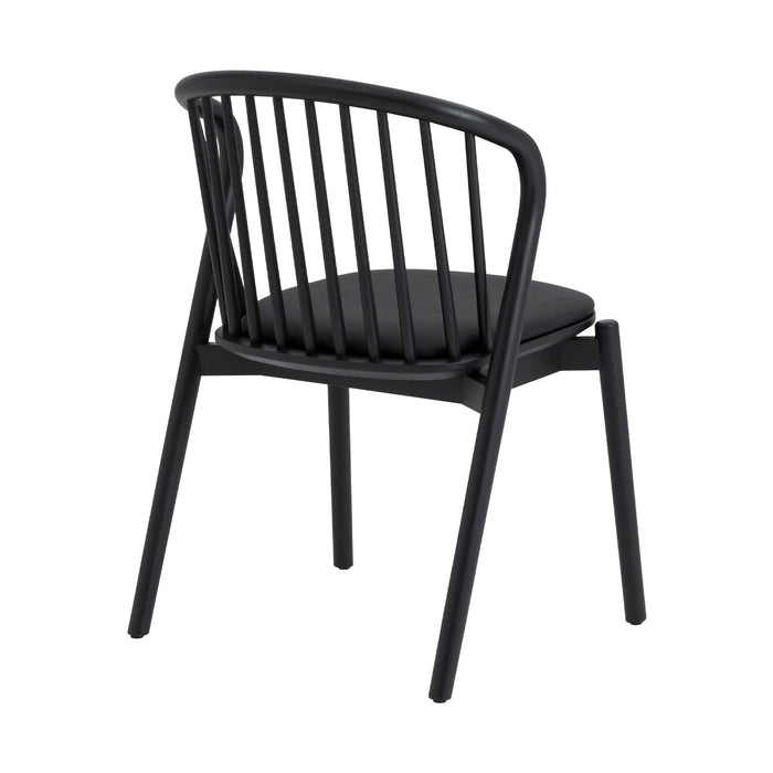 Pasadena Echo 5 Piece Round Dining Set in Black Oak Finish with Black Faux Leather