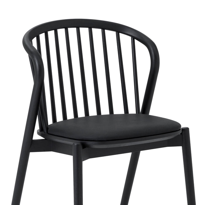 Pasadena Echo 5 Piece Round Dining Set in Black Oak Finish with Black Faux Leather