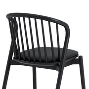Pasadena Echo 5 Piece Round Dining Set in Black Oak Finish with Black Faux Leather - Furniture City (CA)l