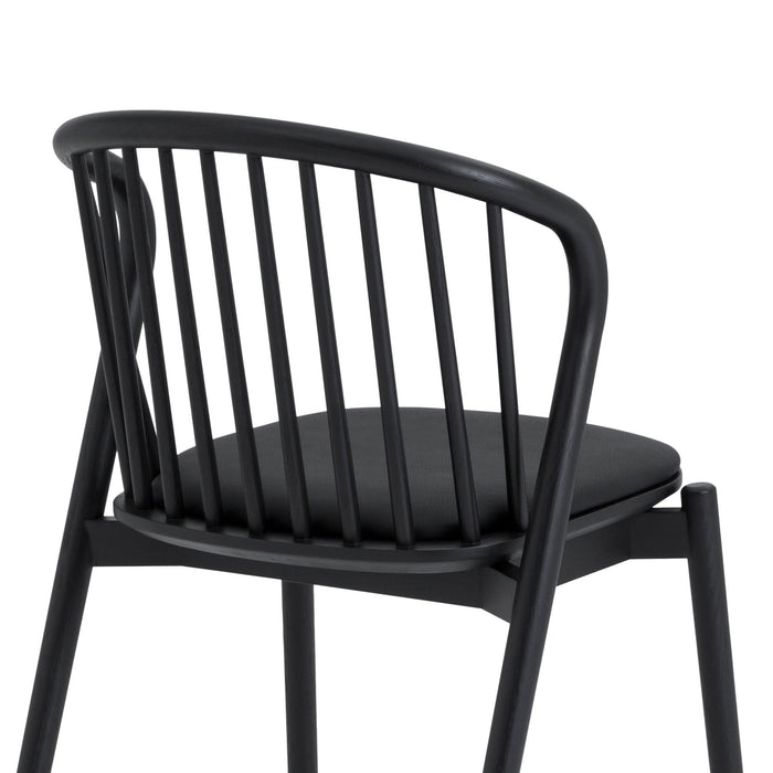 Pasadena Echo 5 Piece Round Dining Set in Black Oak Finish with Black Faux Leather