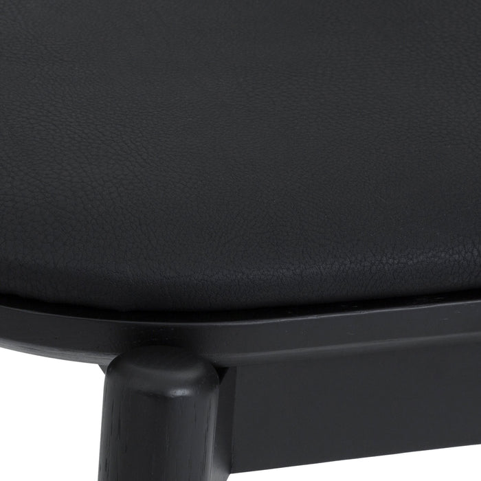 Pasadena Echo 5 Piece Round Dining Set in Black Oak Finish with Black Faux Leather