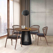 Pasadena Echo 5 Piece Round Dining Set with Walnut and Black Finish Table and Walnut Finish Chairs - Furniture City (CA)l