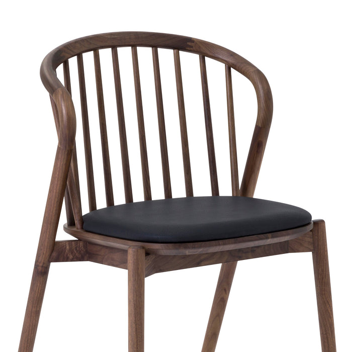 Pasadena Echo 5 Piece Round Dining Set with Walnut and Black Finish Table and Walnut Finish Chairs