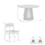 Pasadena Erie 5 Piece Round Dining Set in Black Oak Finish with Paper Cord Chairs - Furniture City (CA)l